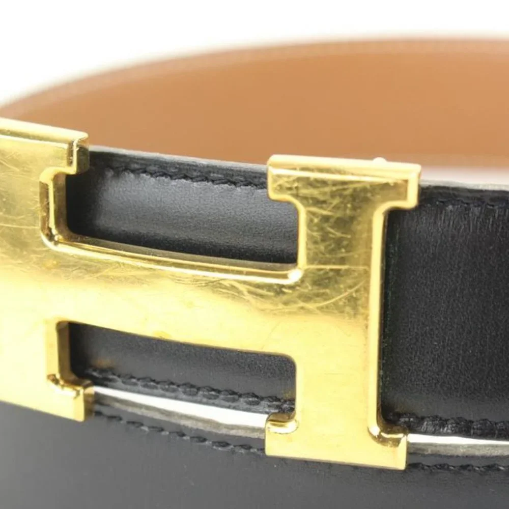 Hermès Black x Brown 32mm Reversible H Logo Belt Kit 84h615s